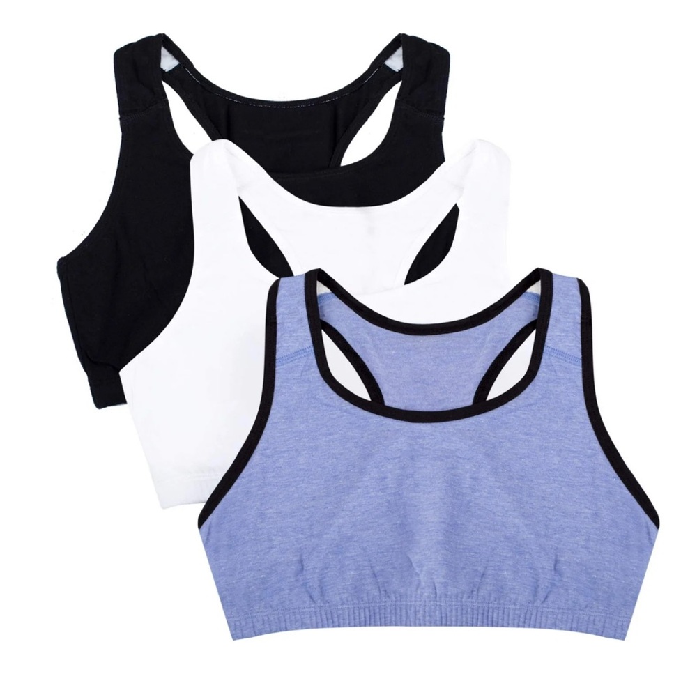 Fruit of the Loom Women's Racerback Style Cotton Sports Bra, 3-Pack, Style-9012